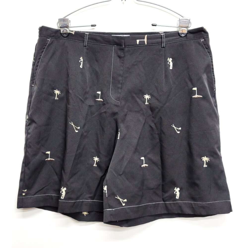 Coral Bay Golf Black Embroidered High Waist Vintage Shorts 20W